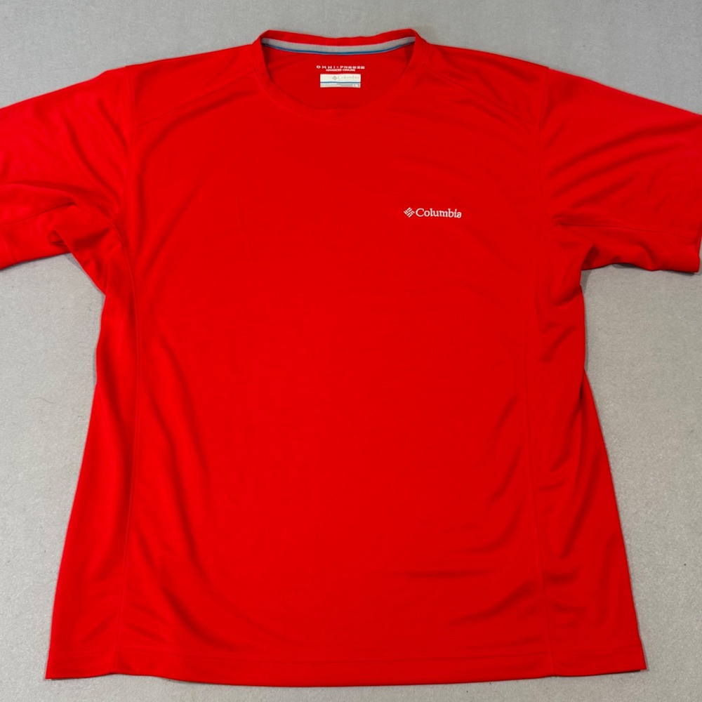 Columbia T-Shirt Mens Large Red Omni-Freeze Advanced Cooling Short Sleeve Logo